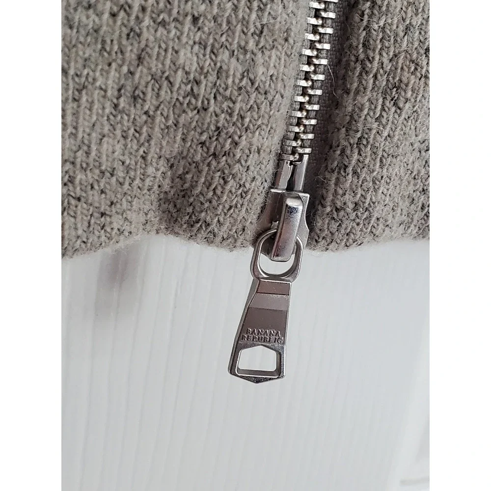 Banana‎ Republic Wool Alpaca Blend Full Zip Sweater Gray Mock Neck Large